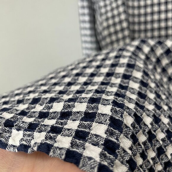 Lawman Pg 3 Shirt Gingham Size XL Navy Blue White Textured Button-Up Office Work - Picture 11 of 11